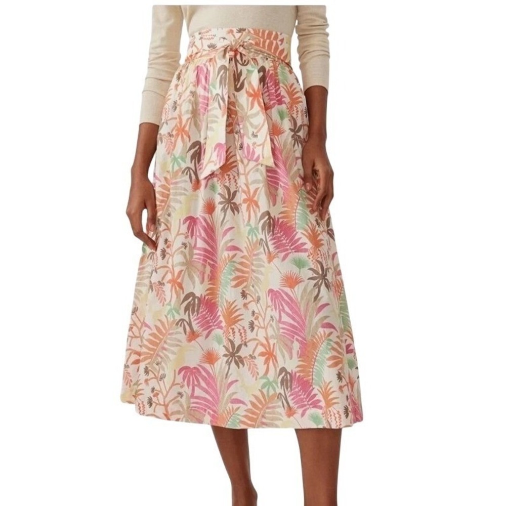 J. McLaughlin x Casa De Campo Size 12 A-Line Cotton Tropical Print Skirt‎